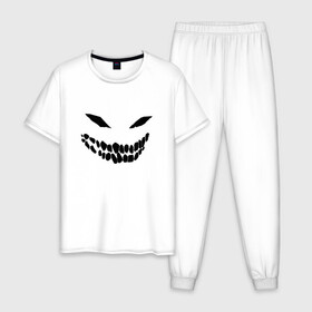 Мужская пижама хлопок с принтом Ghost face в Новосибирске, 100% хлопок | брюки и футболка прямого кроя, без карманов, на брюках мягкая резинка на поясе и по низу штанин
 | disturbed | drain | face | ghost | дрейн | монстр | призрак