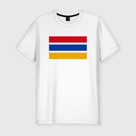 Мужская футболка хлопок Slim с принтом Armenia Flag в Новосибирске, 92% хлопок, 8% лайкра | приталенный силуэт, круглый вырез ворота, длина до линии бедра, короткий рукав | armenia | armenya | арарат | армения | армяне | армянин | арцах | горы | ереван | кавказ | народ | саркисян | ссср | страна | флаг