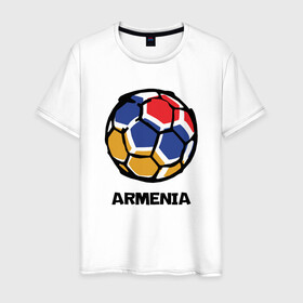 Мужская футболка хлопок с принтом Armenia Football в Новосибирске, 100% хлопок | прямой крой, круглый вырез горловины, длина до линии бедер, слегка спущенное плечо. | armenia | armenya | football | арарат | армения | армяне | армянин | арцах | горы | ереван | кавказ | мяч | народ | саркисян | спорт | ссср | страна | флаг | футбол