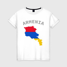 Женская футболка хлопок с принтом Карта Армении в Новосибирске, 100% хлопок | прямой крой, круглый вырез горловины, длина до линии бедер, слегка спущенное плечо | armenia | armenya | арарат | армения | армяне | армянин | арцах | горы | ереван | кавказ | народ | саркисян | ссср | страна | флаг