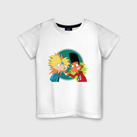 Детская футболка хлопок с принтом Hey Arnold!  в Новосибирске, 100% хлопок | круглый вырез горловины, полуприлегающий силуэт, длина до линии бедер | мульсериалы | мультфильмы 90 х | никелодеон | ностальгия | нулевые | эй арнольд