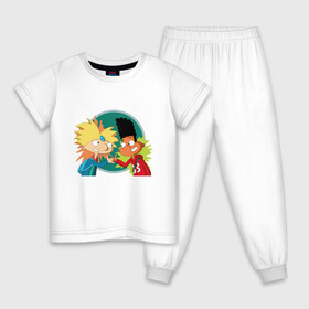 Детская пижама хлопок с принтом Hey Arnold!  в Новосибирске, 100% хлопок |  брюки и футболка прямого кроя, без карманов, на брюках мягкая резинка на поясе и по низу штанин
 | мульсериалы | мультфильмы 90 х | никелодеон | ностальгия | нулевые | эй арнольд