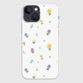 Чехол для iPhone 13 mini с принтом Цветы и бабочки в Новосибирске,  |  | бабочка | бабочки | лето | паттерн | природа | растение | растения | цветок | цветочек | цветы