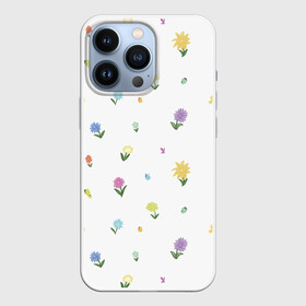 Чехол для iPhone 13 Pro с принтом Цветы и бабочки в Новосибирске,  |  | бабочка | бабочки | лето | паттерн | природа | растение | растения | цветок | цветочек | цветы