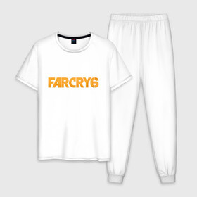 Мужская пижама хлопок с принтом FC6 Logo в Новосибирске, 100% хлопок | брюки и футболка прямого кроя, без карманов, на брюках мягкая резинка на поясе и по низу штанин
 | far cry | fc6 | gamer | games | ubisoft | фар край | яра