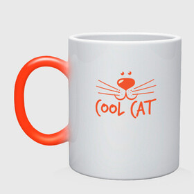Кружка хамелеон с принтом Cool Cat в Новосибирске, керамика | меняет цвет при нагревании, емкость 330 мл | animal | cat | cute | kitty | meow | друг | животные | киска | китти | кот | котенок | котик | котэ | кошечка | кошка | милый | мур | мяу | питомец