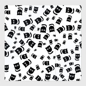 Магнитный плакат 3Х3 с принтом Принт из котиков Нафаня в Новосибирске, Полимерный материал с магнитным слоем | 9 деталей размером 9*9 см | Тематика изображения на принте: кот | котенок | кошка | кошки | черная | черный