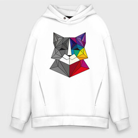 Мужское худи Oversize хлопок с принтом Color Cat в Новосибирске, френч-терри — 70% хлопок, 30% полиэстер. Мягкий теплый начес внутри —100% хлопок | боковые карманы, эластичные манжеты и нижняя кромка, капюшон на магнитной кнопке | animal | cat | cute | kitty | meow | друг | животные | киска | китти | кот | котенок | котик | котэ | кошечка | кошка | милый | мур | мяу | питомец