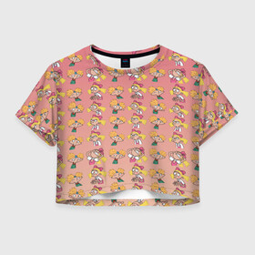 Женская футболка Crop-top 3D с принтом Арнольд и Хельга  в Новосибирске, 100% полиэстер | круглая горловина, длина футболки до линии талии, рукава с отворотами | арнольд | мульсериалы | мультсериалы 90х | никелодеон | нулевые | хельга патаки