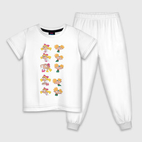 Детская пижама хлопок с принтом Арнольд и Хельга  в Новосибирске, 100% хлопок |  брюки и футболка прямого кроя, без карманов, на брюках мягкая резинка на поясе и по низу штанин
 | арнольд | мульсериалы | мультсериалы 90х | никелодеон | нулевые | хельга патаки