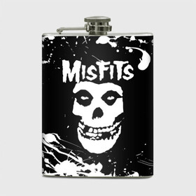 Фляга с принтом MISFITS [4] в Новосибирске, металлический корпус | емкость 0,22 л, размер 125 х 94 мм. Виниловая наклейка запечатывается полностью | Тематика изображения на принте: misfits | music | rock | мисфитс | музыка | рок