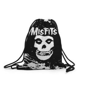 Рюкзак-мешок 3D с принтом MISFITS [4] в Новосибирске, 100% полиэстер | плотность ткани — 200 г/м2, размер — 35 х 45 см; лямки — толстые шнурки, застежка на шнуровке, без карманов и подкладки | misfits | music | rock | мисфитс | музыка | рок