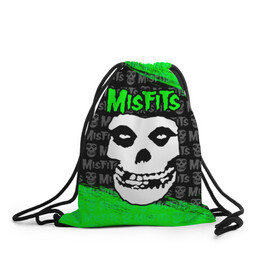 Рюкзак-мешок 3D с принтом MISFITS [3] в Новосибирске, 100% полиэстер | плотность ткани — 200 г/м2, размер — 35 х 45 см; лямки — толстые шнурки, застежка на шнуровке, без карманов и подкладки | misfits | music | rock | мисфитс | музыка | рок