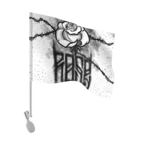 Флаг для автомобиля с принтом Терновая роза в Новосибирске, 100% полиэстер | Размер: 30*21 см | венок | комикс | роза | тату | терновая | эскиз