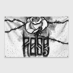 Флаг-баннер с принтом Терновая роза в Новосибирске, 100% полиэстер | размер 67 х 109 см, плотность ткани — 95 г/м2; по краям флага есть четыре люверса для крепления | венок | комикс | роза | тату | терновая | эскиз