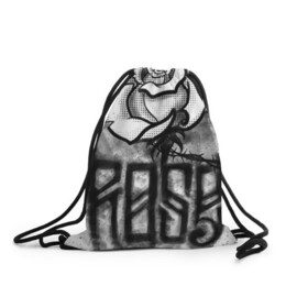 Рюкзак-мешок 3D с принтом Терновая роза в Новосибирске, 100% полиэстер | плотность ткани — 200 г/м2, размер — 35 х 45 см; лямки — толстые шнурки, застежка на шнуровке, без карманов и подкладки | венок | комикс | роза | тату | терновая | эскиз