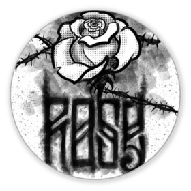 Коврик для мышки круглый с принтом Терновая роза в Новосибирске, резина и полиэстер | круглая форма, изображение наносится на всю лицевую часть | венок | комикс | роза | тату | терновая | эскиз