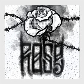 Магнитный плакат 3Х3 с принтом Терновая роза в Новосибирске, Полимерный материал с магнитным слоем | 9 деталей размером 9*9 см | венок | комикс | роза | тату | терновая | эскиз