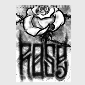 Скетчбук с принтом Терновая роза в Новосибирске, 100% бумага
 | 48 листов, плотность листов — 100 г/м2, плотность картонной обложки — 250 г/м2. Листы скреплены сверху удобной пружинной спиралью | венок | комикс | роза | тату | терновая | эскиз