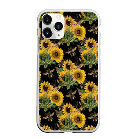 Чехол для iPhone 11 Pro матовый с принтом Fashion Sunflowers and bees в Новосибирске, Силикон |  | Тематика изображения на принте: black | fashion | flowers | flowers lovers | sunflower | sunflowers | букет подсолнухов | весенние подсолнухи | жёлтые подсолнухи | летние подсолнухи | летние цветы | насекомые | подсолнечник | подсолнухи