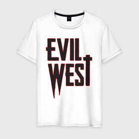 Мужская футболка хлопок с принтом Evil West в Новосибирске, 100% хлопок | прямой крой, круглый вырез горловины, длина до линии бедер, слегка спущенное плечо. | flying wild | focus home | gamer | games | дикий запад