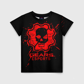 Детская футболка 3D с принтом Gears esports в Новосибирске, 100% гипоаллергенный полиэфир | прямой крой, круглый вырез горловины, длина до линии бедер, чуть спущенное плечо, ткань немного тянется | game | games | gears of war | gow | гирс оф вар | гов | игра | игры | маркус феникс | пуфкы ща цфк