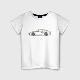 Детская футболка хлопок с принтом Porsche 911 Tubro S в Новосибирске, 100% хлопок | круглый вырез горловины, полуприлегающий силуэт, длина до линии бедер | porsche | porsche911 | porsche911turbos | turbo | turbos | vag | порш | порш911 | порш911турбо | спорткар | суперкар | турбо