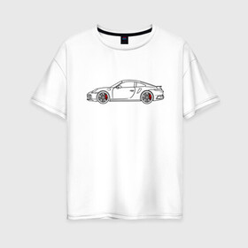 Женская футболка хлопок Oversize с принтом Porsche 911 Tubro S в Новосибирске, 100% хлопок | свободный крой, круглый ворот, спущенный рукав, длина до линии бедер
 | porsche | porsche911 | porsche911turbos | turbo | turbos | vag | порш | порш911 | порш911турбо | спорткар | суперкар | турбо