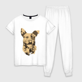 Женская пижама хлопок с принтом FC5: Бумер в Новосибирске, 100% хлопок | брюки и футболка прямого кроя, без карманов, на брюках мягкая резинка на поясе и по низу штанин | fc5 | бумер | животные | пёс | собака