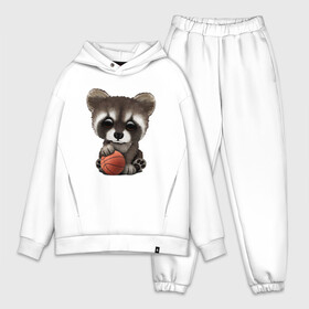 Мужской костюм хлопок OVERSIZE с принтом Енот   Баскетбол в Новосибирске,  |  | basketball | game | nba | racoon | sport | streetball | баскетбол | баскетболист | енот | животные | игра | игрок | мяч | нба | спорт | стритбол | тренер