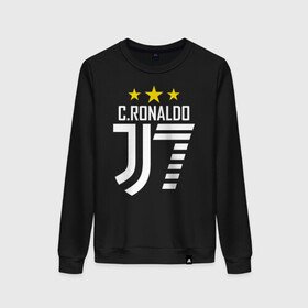 Женский свитшот хлопок с принтом C.RONALDO J7 3 звезды в Новосибирске, 100% хлопок | прямой крой, круглый вырез, на манжетах и по низу широкая трикотажная резинка  | 7 | champion | cr7 | cristiano ronaldo | fifa | football | football club | juventus | soccer | uefa | игра | криштиану роналду | лига чемпионов | реал мадрид | сборная португалии | спорт | уефа | фифа | фк | футбол | футболь