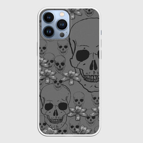 Чехол для iPhone 13 Pro Max с принтом Цветы и черепа в Новосибирске,  |  | skull | голова | растения | скелет | цветок | череп