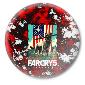 Значок с принтом farcry5 в Новосибирске,  металл | круглая форма, металлическая застежка в виде булавки | Тематика изображения на принте: doge | farcry | fc 5 | fc5 | фар край