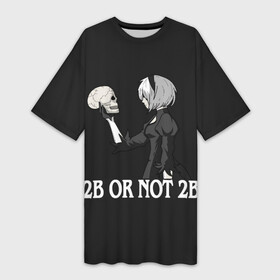 Платье-футболка 3D с принтом 2B OR NOT 2B в Новосибирске,  |  | 2a | 2б | ahegao | anime | automata | b2 | cyber | emil | girl | girls | glitch | hikka | neon | nier | senpai | waifu | yorha | а2 | аниме | ахегао | вайфу | глитч | глич | девушка | кибер | манга | неон | семпай | сенпай | тян | тяночка | 