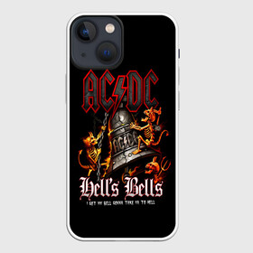 Чехол для iPhone 13 mini с принтом AC DC Hells Bells в Новосибирске,  |  | ac dc | acdc | back in black | columbia | epic | force | guitar | pop | rock | vevo | ангус | ангус янг | ас дс | асдс | блюз | бон скотт | брайан джонсон | дэйв эванс | клифф уильямс | крис слейд | малькольм янг | рок | стиви янг | фил радд