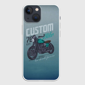 Чехол для iPhone 13 mini с принтом Custom Bike в Новосибирске,  |  | bike | custom | байк | байкер | кастом | мото | мотокросс | мотоцикл | скорость