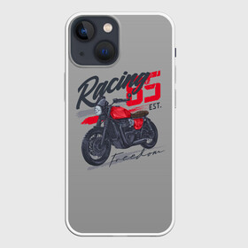Чехол для iPhone 13 mini с принтом Racing 85 в Новосибирске,  |  | bike | custom | байк | байкер | кастом | мото | мотокросс | мотоцикл | скорость