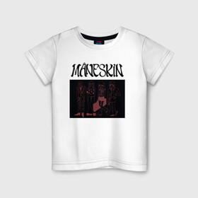 Детская футболка хлопок с принтом Maneskin в Новосибирске, 100% хлопок | круглый вырез горловины, полуприлегающий силуэт, длина до линии бедер | maneskin | manskin | monskin | манескин | монскин