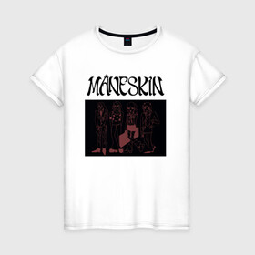 Женская футболка хлопок с принтом Maneskin в Новосибирске, 100% хлопок | прямой крой, круглый вырез горловины, длина до линии бедер, слегка спущенное плечо | maneskin | manskin | monskin | манескин | монскин
