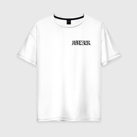 Женская футболка хлопок Oversize с принтом Maneskin в Новосибирске, 100% хлопок | свободный крой, круглый ворот, спущенный рукав, длина до линии бедер
 | maneskin | manskin | monskin | манескин | манскин | монскин