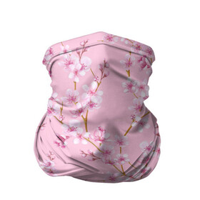 Бандана-труба 3D с принтом Цветущая розовая вишня в Новосибирске, 100% полиэстер, ткань с особыми свойствами — Activecool | плотность 150‒180 г/м2; хорошо тянется, но сохраняет форму | Тематика изображения на принте: cherry blossom | sakura | азия | весна | ветки | вишня | для девушки | женский | милый | нежный | природа | розовый | сакура | цветение | цветочный принт | цветущая вишня | цветущие ветки | цветущий миндаль