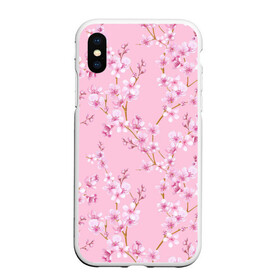Чехол для iPhone XS Max матовый с принтом Цветущая розовая вишня в Новосибирске, Силикон | Область печати: задняя сторона чехла, без боковых панелей | cherry blossom | sakura | азия | весна | ветки | вишня | для девушки | женский | милый | нежный | природа | розовый | сакура | цветение | цветочный принт | цветущая вишня | цветущие ветки | цветущий миндаль