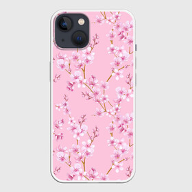 Чехол для iPhone 13 с принтом Цветущая розовая вишня в Новосибирске,  |  | cherry blossom | sakura | азия | весна | ветки | вишня | для девушки | женский | милый | нежный | природа | розовый | сакура | цветение | цветочный принт | цветущая вишня | цветущие ветки | цветущий миндаль