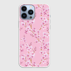 Чехол для iPhone 13 Pro Max с принтом Цветущая розовая вишня в Новосибирске,  |  | cherry blossom | sakura | азия | весна | ветки | вишня | для девушки | женский | милый | нежный | природа | розовый | сакура | цветение | цветочный принт | цветущая вишня | цветущие ветки | цветущий миндаль