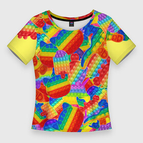 Женская футболка 3D Slim с принтом Разные Pop It масляная краска в Новосибирске,  |  | amogus | among us | pop it | popit | амогус | амонг ас | динозавр | кошка pop it | мороженое | поп ит | поп ыт | попит | попыт | симпл | симпл димпл