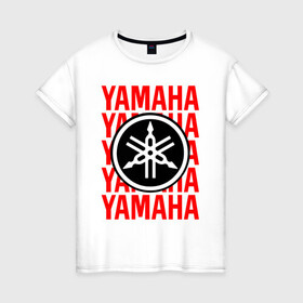 Женская футболка хлопок с принтом YAMAHA / ЯМАХА / МОТОСПОРТ в Новосибирске, 100% хлопок | прямой крой, круглый вырез горловины, длина до линии бедер, слегка спущенное плечо | motorcycle | yamaha | yzf r6. | байк | байкер | мотоспорт | мототехника | мотоцикл | мотоциклист | скутер | ямаха