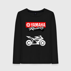 Женский лонгслив хлопок с принтом YAMAHA ЯМАХА RACING в Новосибирске, 100% хлопок |  | motorcycle | yamaha | yzf r6. | байк | байкер | мотоспорт | мототехника | мотоцикл | мотоциклист | скутер | ямаха