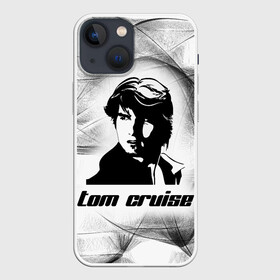 Чехол для iPhone 13 mini с принтом Tom Cruise (famous actor) в Новосибирске,  |  | black and white | famous actor | hollywood actor | tom cruise | tom cruise lettering | tom cruise print | актер голливуда | известный актер | надпись том круз | принт том круз | том круз | черный и белый