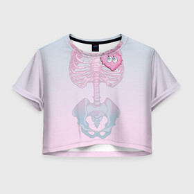 Женская футболка Crop-top 3D с принтом Yumemi Riamu (Риаму Юмэми) в Новосибирске, 100% полиэстер | круглая горловина, длина футболки до линии талии, рукава с отворотами | anime | yumemi riamu | аниме | девушки золушки | риаму юмэми | сердце | скелет | хэллоуин