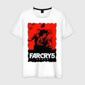Мужская футболка хлопок с принтом FARCRY  | ФАРКРАЙ  в Новосибирске, 100% хлопок | прямой крой, круглый вырез горловины, длина до линии бедер, слегка спущенное плечо. | Тематика изображения на принте: farcry | fc 5 | fc5 | фар край